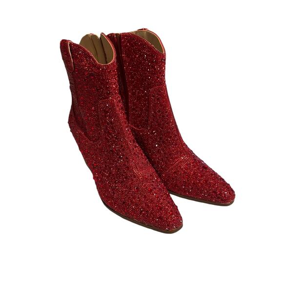 Betsy Johnson Diva Boots Red Size 7 - Picture 3 of 7